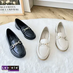 Laviola 4344 LSF - Sepatu Docmart Loafers Wanita Black dan Beige Shoes Kerja