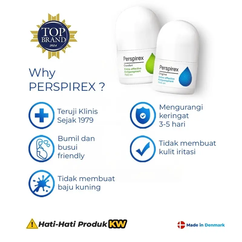 Perspirex Antiperspirant Original 5 ml Roll On - Deodoran Ketiak Mengurangi Keringat dan Bau Badan 3-5 Hari Deodorant 3