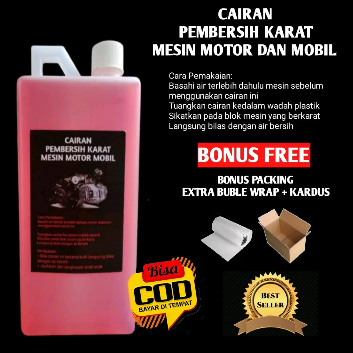pembersih karat mesin motor mobil/ pembersih kerak mesin motor dan mobil 1 liter
