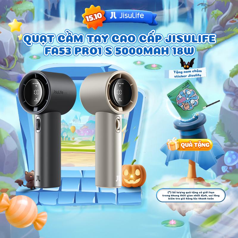 Quạt Cầm Tay Cao Cấp JISULIFE FA53 Pro1 ABS và Pro1S - Con Lăn 100 Tốc Độ - Màn LED Hiển Thị - Sử Dụng Đến 15H Bảo Hành 12 Tháng
