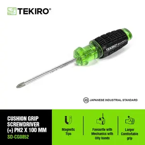 TEKIRO Obeng Gagang Karet Hijau (+) 2 X 100 /Obeng Gagang Karet / Tools - Alat Perkakas