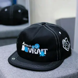 Devrait - Topi Rope Hat - Topi Classic Snapback - Visor Pendek - Topi Snapback Skena Black -  Full Bordir