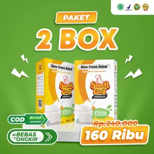 SUSU KAMBING SUPERGOAT  SUSU ETAWA STEVIA 200gram SUSU KAMBING BUBUK PAKET 2 BOX