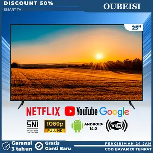 OUBEISI TV LED 25 Inch HD Digital Televisi DVB-T2 Murah Monitor LED Garansi Satu Tahun & Tiga Tahun Resolusi 1680x1050 HDMI USB Media Player