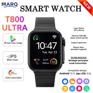 MARQ Spesial Lebaran Smart Watch Baru Jam Tangan Pintar Layar IPS 1.99 inci Pengisian Nirkabel Magnetik Panggilan Bluetooth Tahan Air Monitor Detak Jantung Kompatibel Android iOS COD