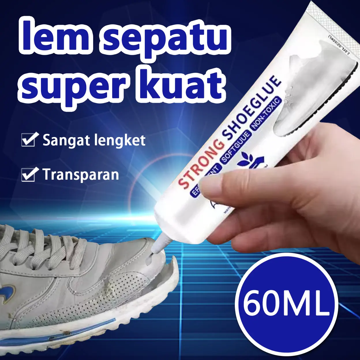 lem sepatu super kuat original lem super kuat korea lem sepatu paling kuat lem sepatu super kuat anti air lem kertas lem anti bocor tahan air lem semua jenis sepatu cocok untuk sepatu hak tinggi sepatu lari sanda transparan cepat kering waterproof 60ML