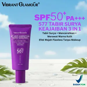 VIBRANT GLAMOUR Sunscreen SPF50+ PA+++ Mencerahkan Kulit 50g 577 Microcapsules Bebas Paraben