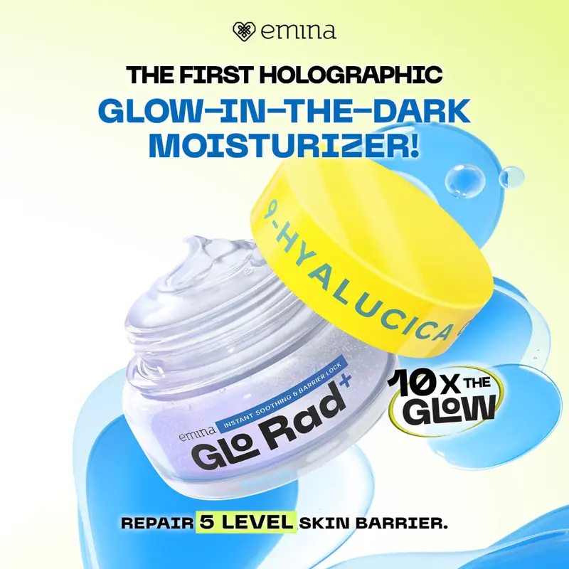 Emina GloRad+ Hyalucica Moisturizer Gel - Pelembab Wajah Glow in The Dark Memperbaiki 5 Level Skin Barrier 10x Glowing Brightening Calming Instant Soothing 2