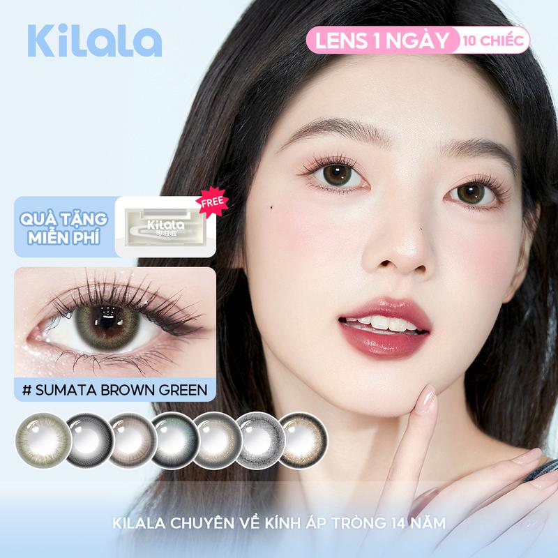Kilala Lens 1 Ngày 10 chiếc kính áp tròng màu đen nâu xám DIA 14.0-14.5mm độ cận 0-7 lens màu sắc tự nhiên không kén trường hợp sử dụng mặt mộc đeo cũng rất vô tư khả năng chống UV tốt bảo vệ sức khỏe của mắt [series poompoom]