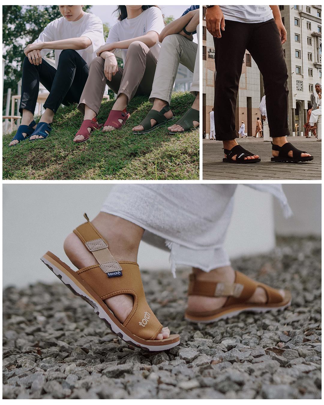 TORCH Arrafa Sandal Haji Umrah Umroh Ringan Kasual 2in1 Slide Anti Slip Footwear - Haji Umroh Outdoor Sandal Travelling