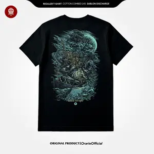 (COD)ORARlE T-Shirt Fallen Seraph HitamReguler Fit Cotton Combed 24s Reaktif 185 gsmSablon Discharge Kaos Pria Keren Nyaman dan Elegan For aldults & KIDS Pria Wanita Dewasa Reguler Fit