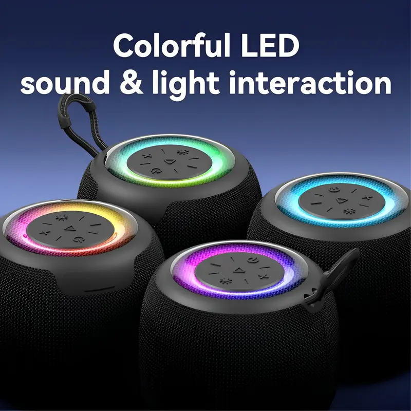 ERNA Speaker Portabel Mini TWS Speaker Bluetooth 5.3 dengan Bass Seimbang, Mode LED untuk Luar Ruangan Wireless 7