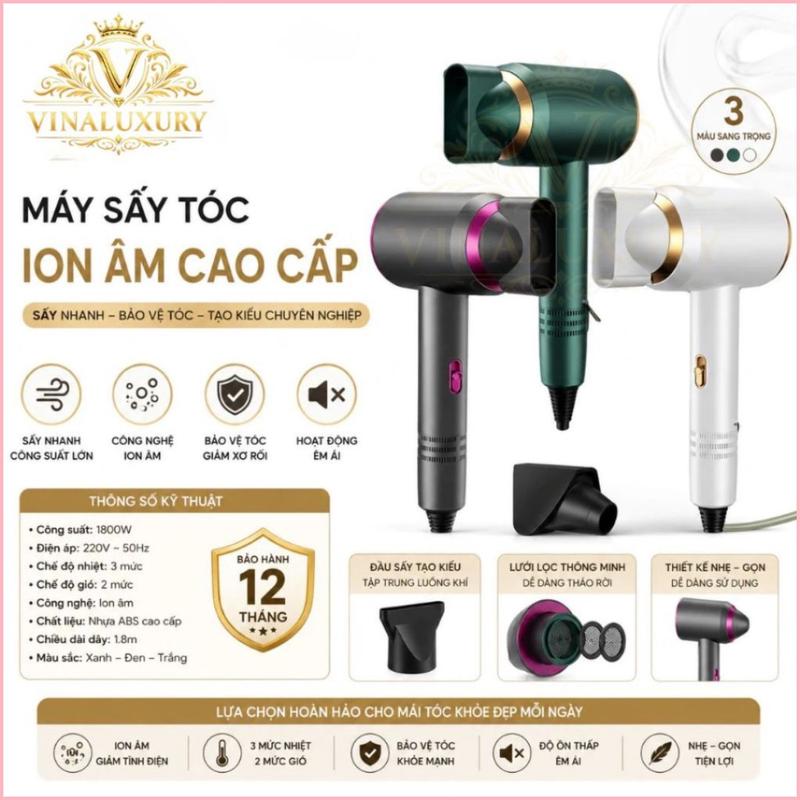 Máy Sấy Tóc - Máy Tạo Kiểu Tóc 2 Chiều Nóng Lạnh Nhanh Khô Công Suất Lớn, 3 Chế Độ Sấy ( VINALUXURY )