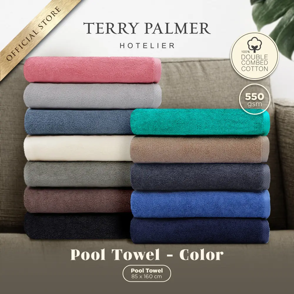 Handuk Terry Palmer Hotelier - Pool Towel - Solid - 85 x 160cm - Handuk Pantai / Handuk Renang / Handuk Hotel / Handuk Jumbo