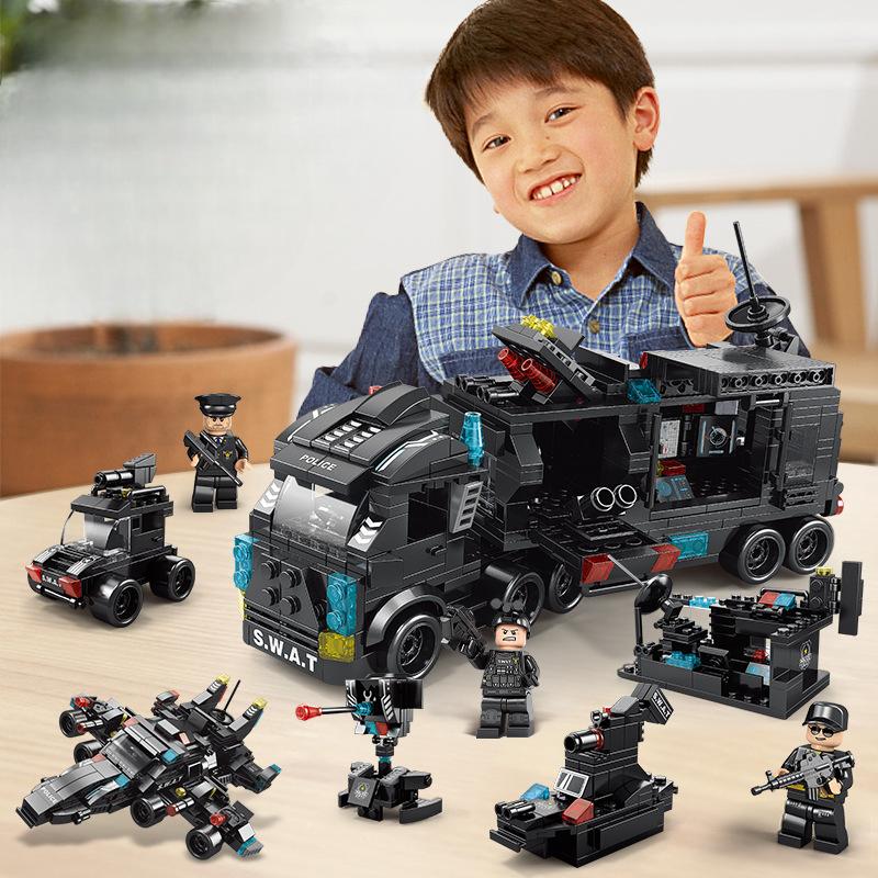 Bộ đồ chơi lắp ráp cảnh sát swat 585CT kèm lính chiến đấu, Mô hình lắp ráp robot đồ chơi lắp ghép cho bé