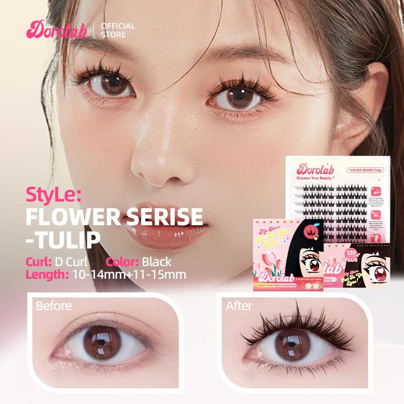 【SHIP IN 24 HOURS】DOROLAB Flower-Serise Tulip Glue Free False Eyelash Self-Adhesive Eyelash No Glue Eyelash Lash Eyelash Extension 2