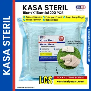 GUNAMED KASA STERIL BAHAN KASA UKURAN 16CM X16CM ISI 100/200 / LIPATAN KASA 4CM X 6CM/UNTUK MENUTUP LUKA Benang Benang GUNAMED KASA STERIL BAHAN KASA UKURAN 16CM X16CM ISI 100/200 / LIPATAN KASA 4CM X 6CM/UNTUK MENUTUP LUKA Benang Benang