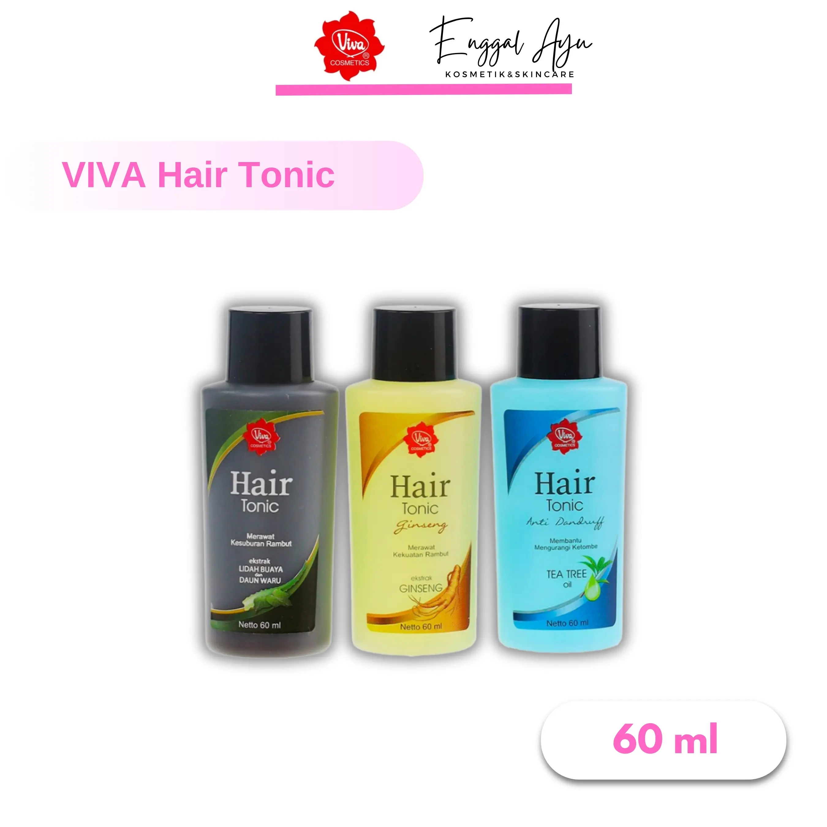 Viva Hair Tonic 60ml - Ekstrak Ginseng Lidah Buaya, Perawatan Rambut - Haircare