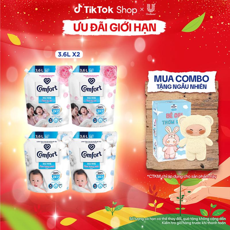 Combo 2 Nước Xả Vải Comfort Dịu Nhẹ túi 3.6L 2