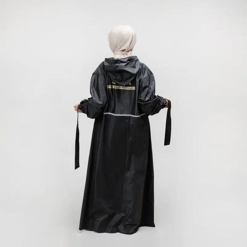 SULTAN Jas Hujan Gamis Syar'i Panjang Wanita Dewasa Hitam 6