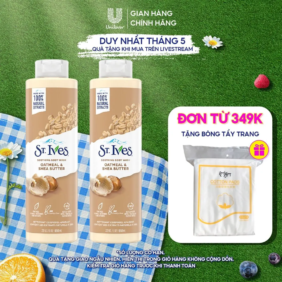 Combo 2 Sữa tắm ST.IVES Dưỡng Body 650ML x2 (tùy chọn mùi)