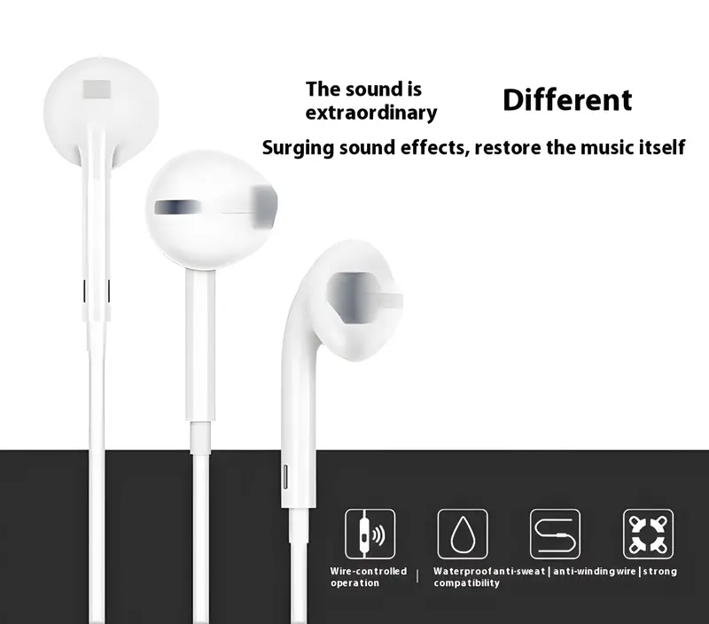 Tai Nghe Có Dây, Chất Lượng Cao, Thích Hợp Cho Apple, Android, Oppo, Huawei, Vivo, Samsung, Lỗ Tròn 3.5Mm, Có Khử Tiếng Ồn, Tai Nghe Trong Tai Nhét Tai Nghe Nhạc Earphone 3