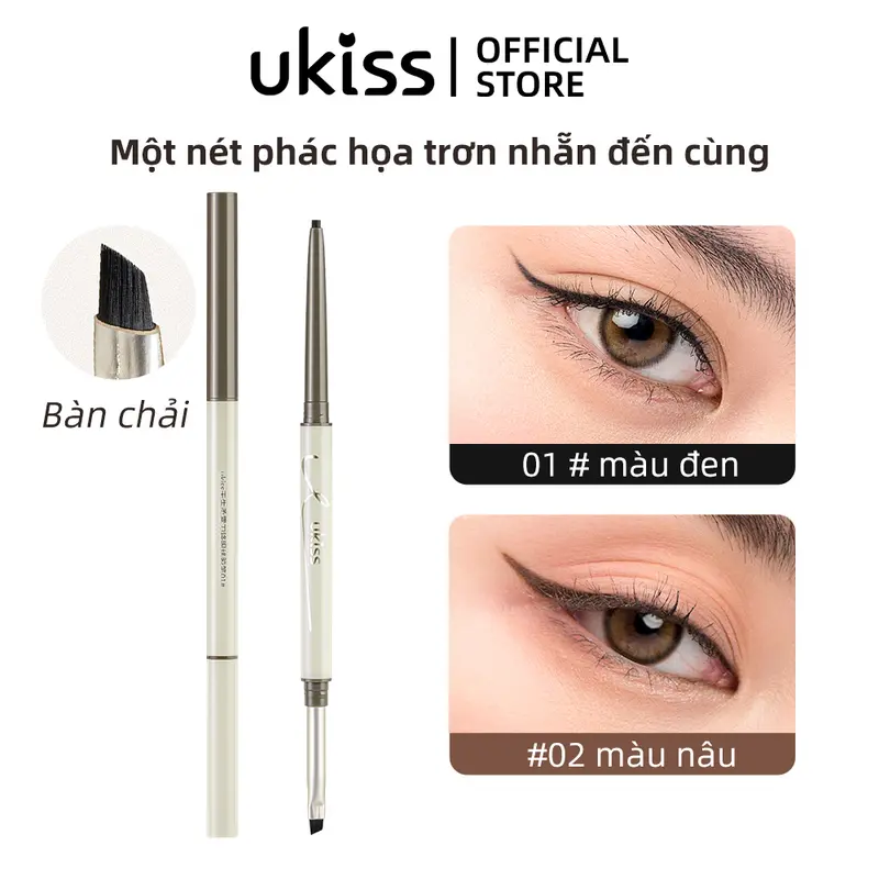 Tun Phạm x [UKISS] UKISS Bút Chì Kẻ Mắt Dạng Gel, 60Mg, Hai Đầu, Với Cọ Kẻ Mắt Siêu Mỏng, Chống Thấm Nước, Chống Nhòe, Lâu Trôi, Cho Người Mới Bắt Đầu Trang Điểm Mỹ Phẩm Nữ Cosmetic Women 1