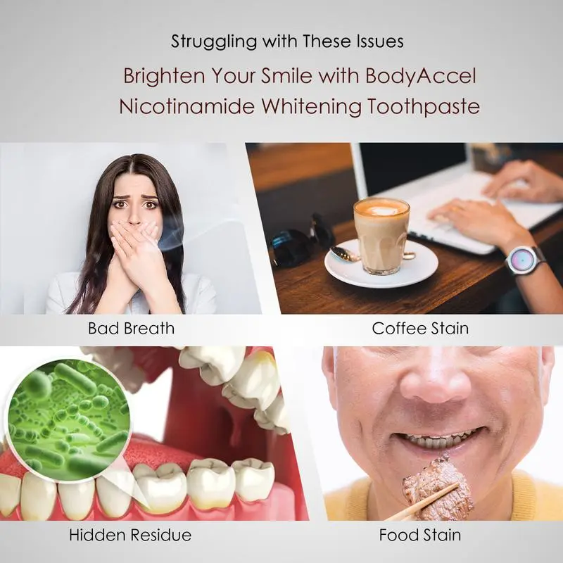 【Hanya untuk 1000 pengguna pertama】Pasta Gigi Probiotik  Niacinamide 【Tripel Whitening】 Pasta Gigi Penghilang Noda untuk Koreksi Warna Gigi, Gigi Sehat & Gusi & Karang Gigi Mulut Memutihkan 6