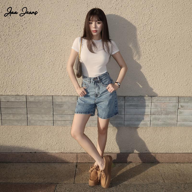 Aaa Jeans - Quần short jean nữ lưng cao regular fit LIVE