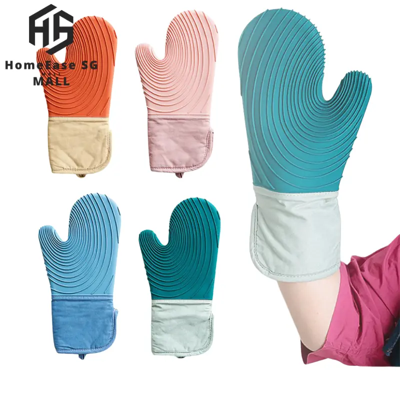 (SG Ready Stocks) High temperature insulation baking silicone gloves oven gloves anti-scalding gloves kitchen baking