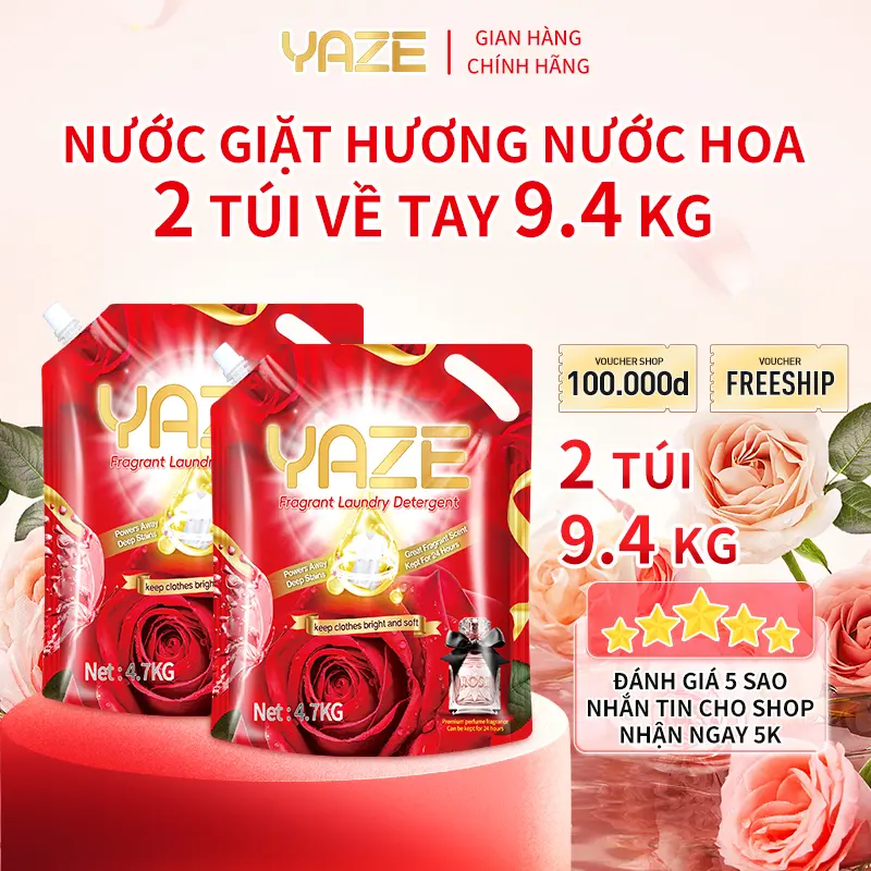 [ Combo 2 ] Túi 4,7L Nước Giặt Hương Nước Hoa Yaze Túi Siêu To Làm Sạch kháng khuẩn Lưu Hương Dài Lâu