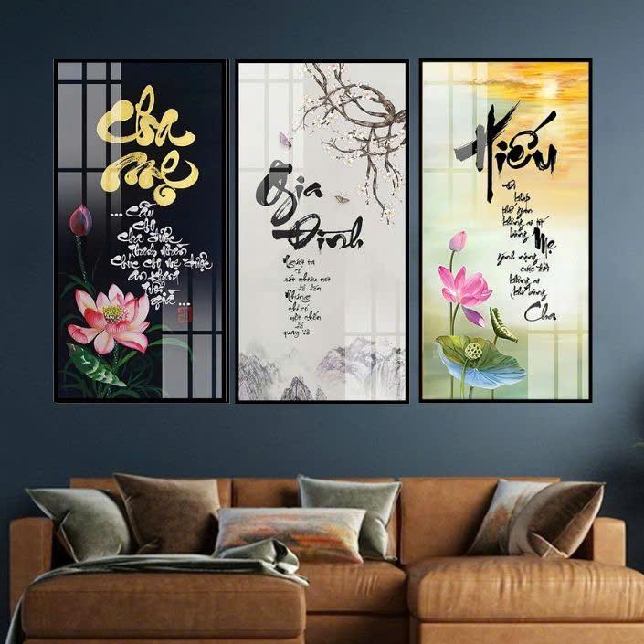  Tranh Bộ 3 Tranh Phúc Lộc Thọ Chữ Thư Pháp Cha Mẹ Gia Đình Hiếu Cầu Thang Tranh Treo Cầu Thang Tranh Decor Chất Liệu Tráng Gương Sang Trọng Trang Trí Phòng Khách & Phòng Ngủ Tranh Decor Cao Cấp 