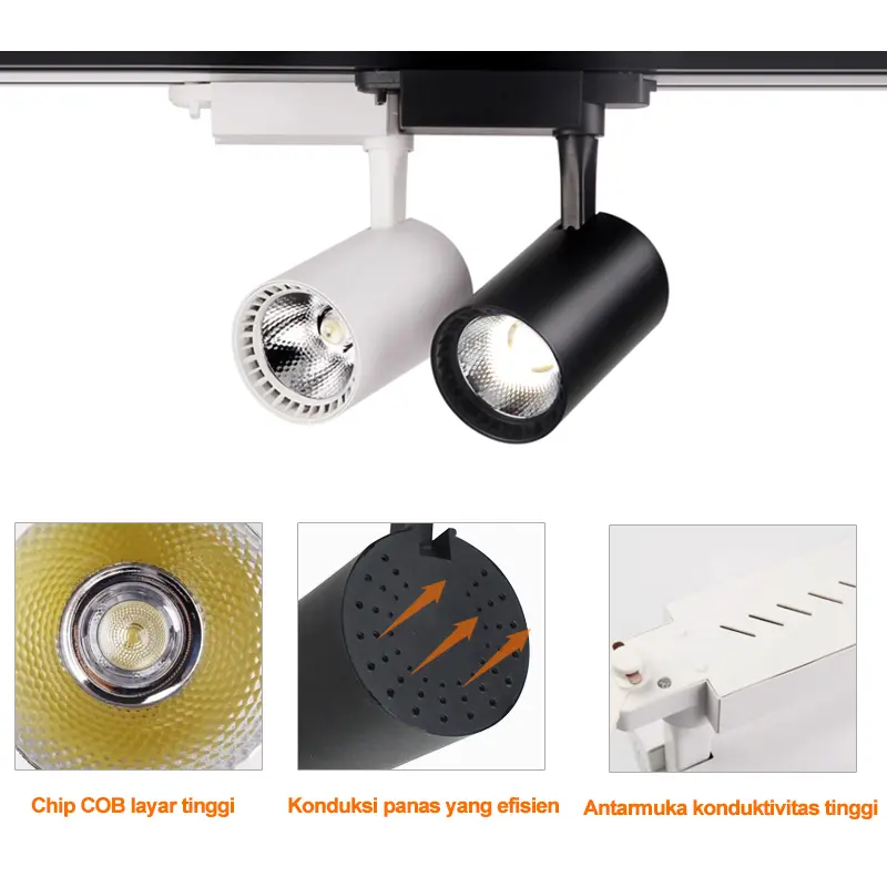 Lampu Rell Track Led Sorot Lampu Sorot Led COB Spot light Downlight Spotlight Rail Lighting10w20w30w Set White 5