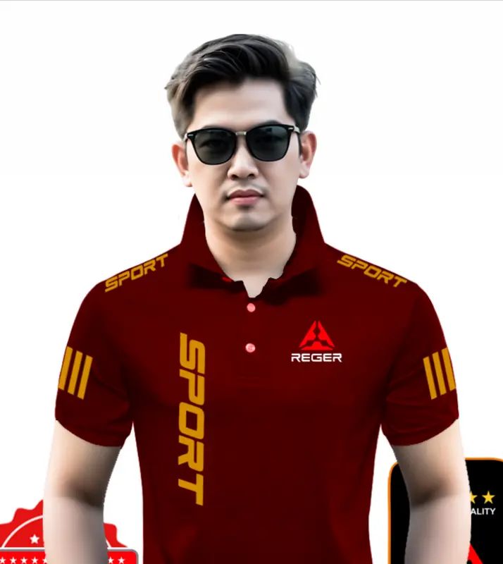 POLO REGER ACTION SPORT TEXT MIRING GOLD / SABLON DTF POLYFLEX PREMIUM / Pakaian Baju Polo Kerah Distro untuk Pria Laki Laki wanita Dewasa 0