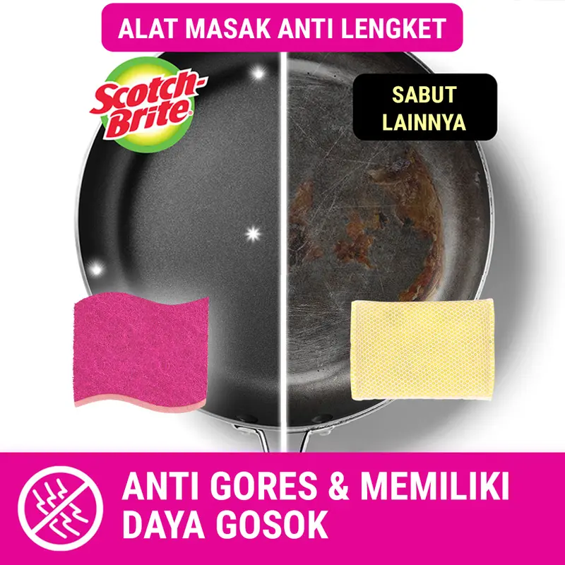 3M Scotch-Brite Easy Clean Scrub Sponges, Sabut Spons 3