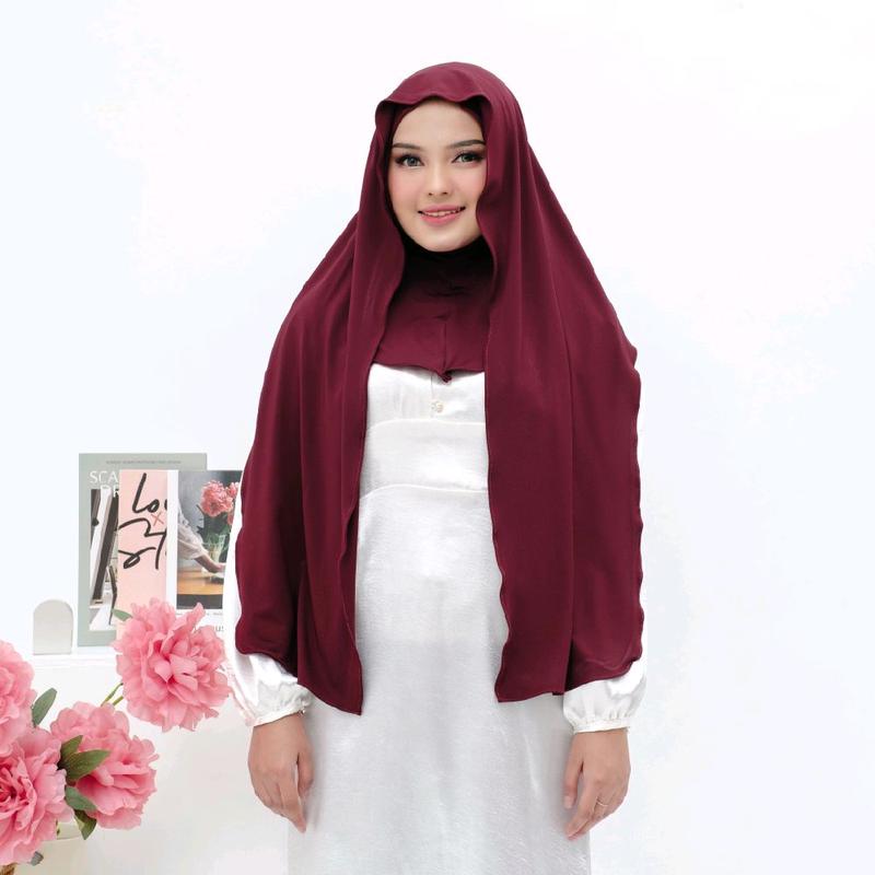 Syamsiar -  Pashmina Hijab Jersey dagu Tutup Leher Premium Kerudung Pasmina instan Panjang Muslim Wanita Dewasa 5