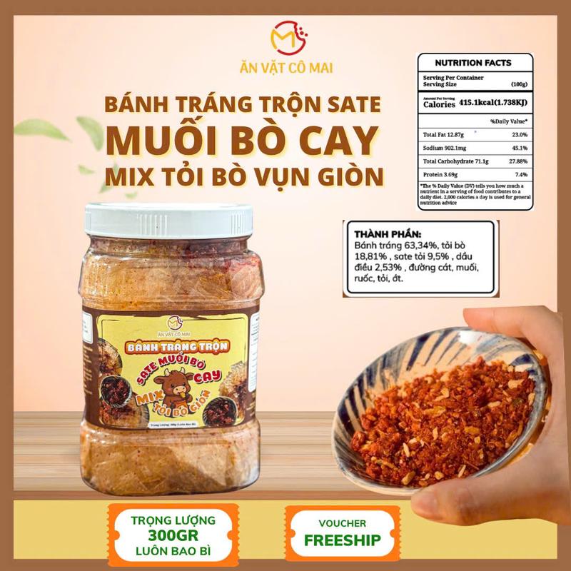 Bánh Tráng Trộn Sate Muối Bò Cay Mix Tỏi Bò Giòn - Ăn Vặt Cô Mai - Snack Food