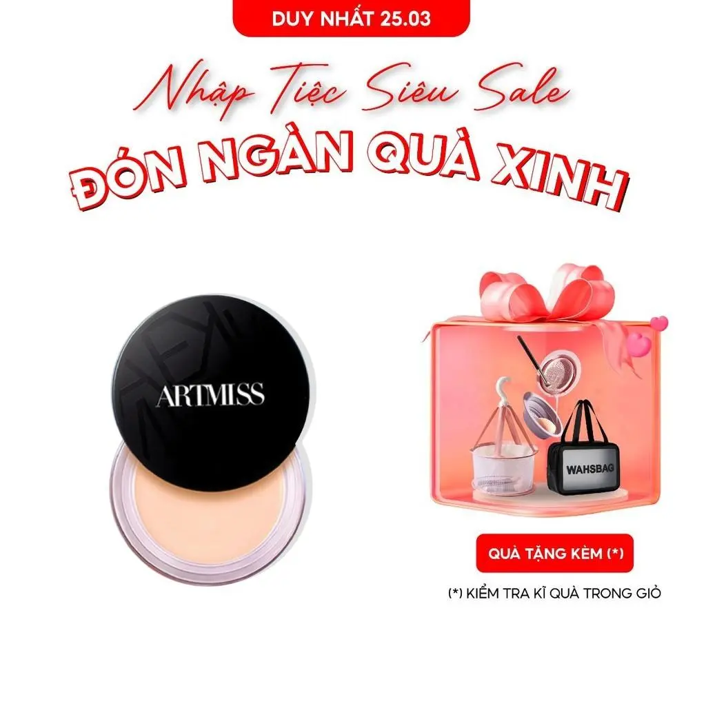 Phấn phủ kiềm dầu ARTMISS HD LIGHTWEIGHT LOOSE POWDER kiểm soát dầu nhờn giúp giữ nền lâu trôi 7.5g Cosmetic Mỹ Phẩm
