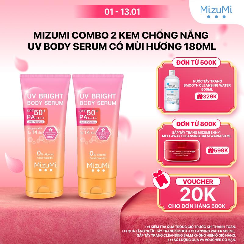  MizuMi Combo 2 Kem chống nắng UV Body Serum 180 ml 
