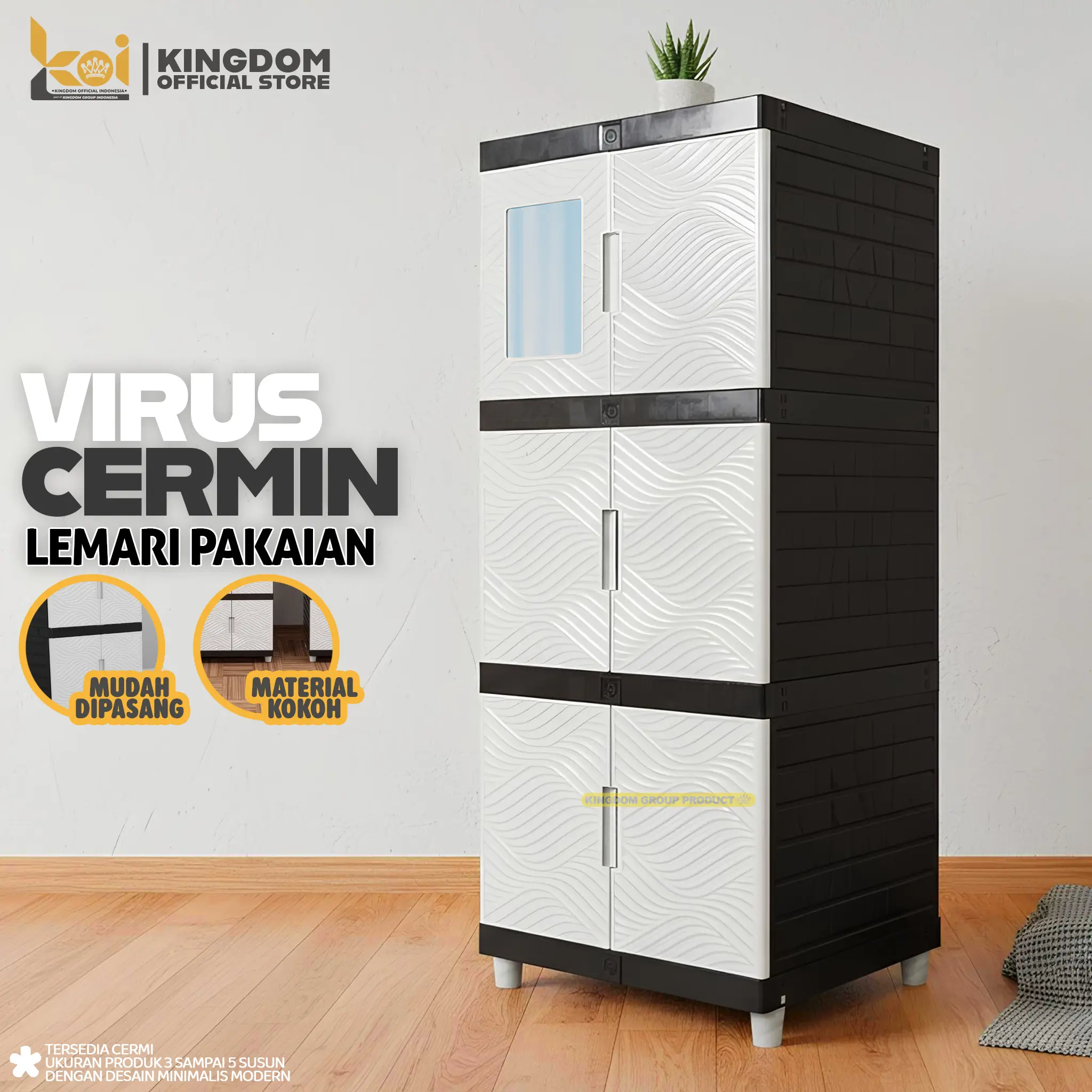 Kingdom Official Indonesia - Lemari Pakaian Kaca Minimalis Lemari 2 Pintu - Kingdom Virus Cermin