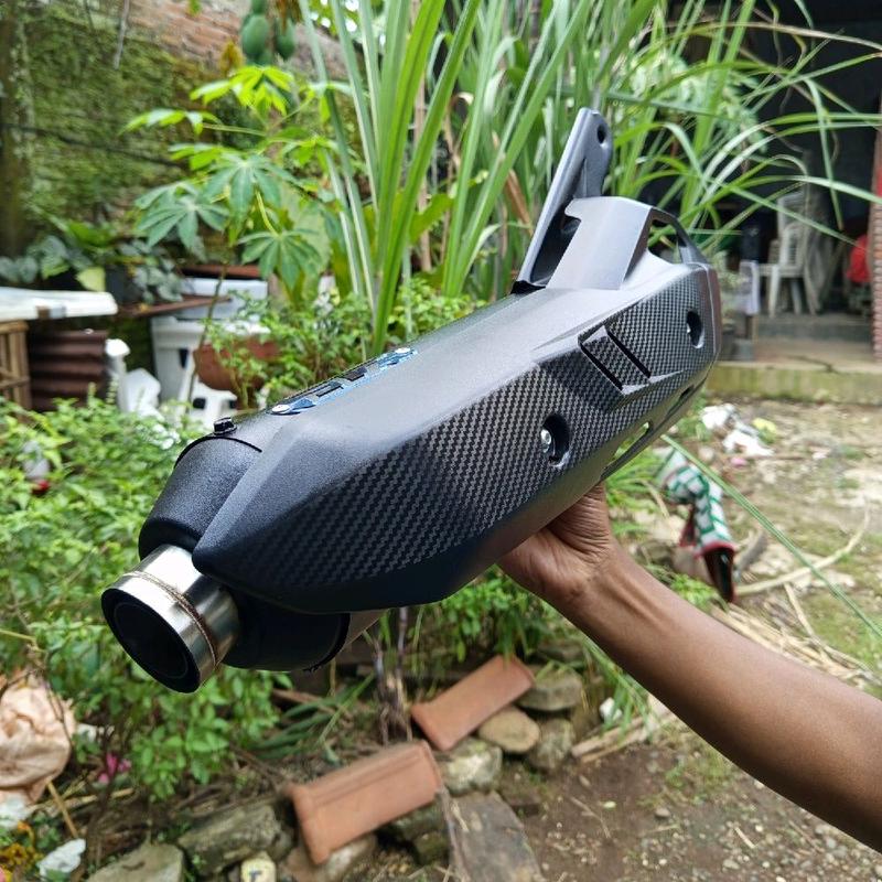Knalpot Motor Matic EL7 Factory Exhaust Copy Shijiro Full Set Muffler + Tameng airblade All Motor Matic Leheran Stainless Steel 1,2 ML 4
