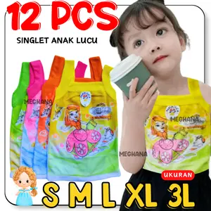 12Pcs Kaos Dalam Anak Singlet Kutang Tank Top Perempuan Motif Sofia Fashion