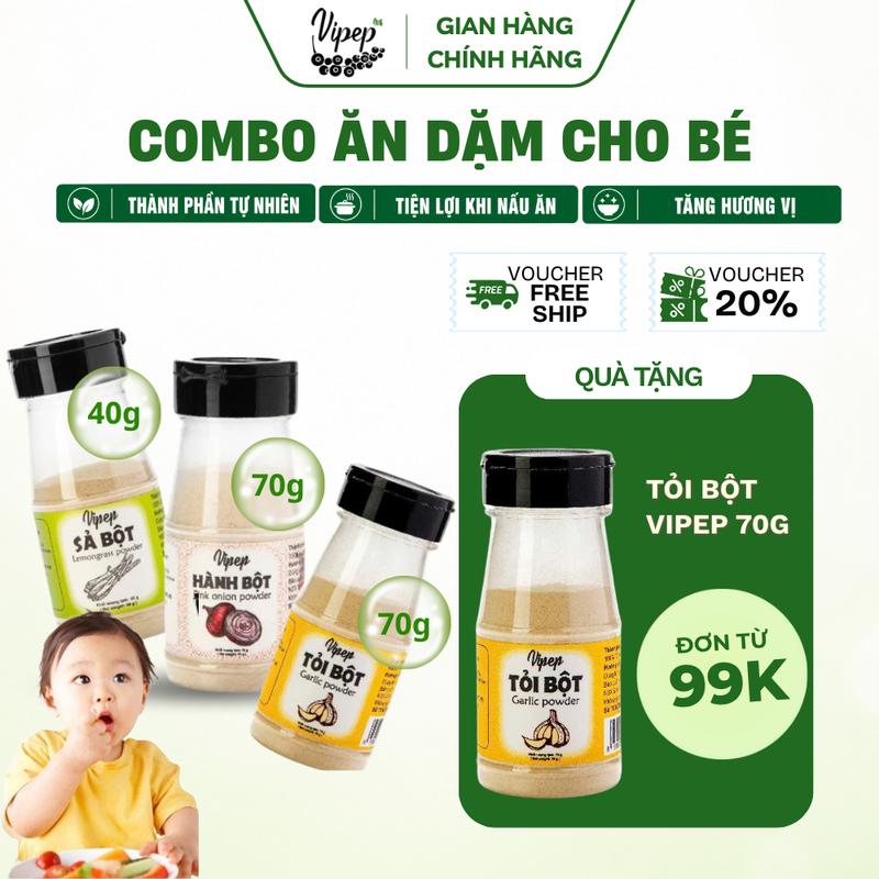 Combo 3 Gói Gia Vị Ăn Dặm Cho Bé Hành Bột Tỏi Bột Sả Bột Tiện Lợi