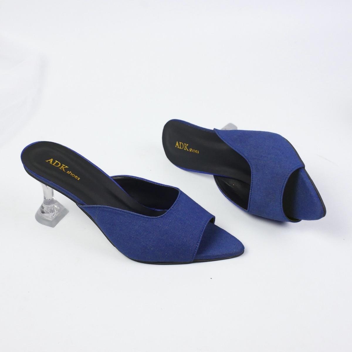 Adeka AZURA Kaca 7 cm Heels Wanita Pesta - Sandal Shoes coquette Bahan Sintetis & Denim Tampilan Stylish Modern Tahan Lama Mudah Dibersihkan
