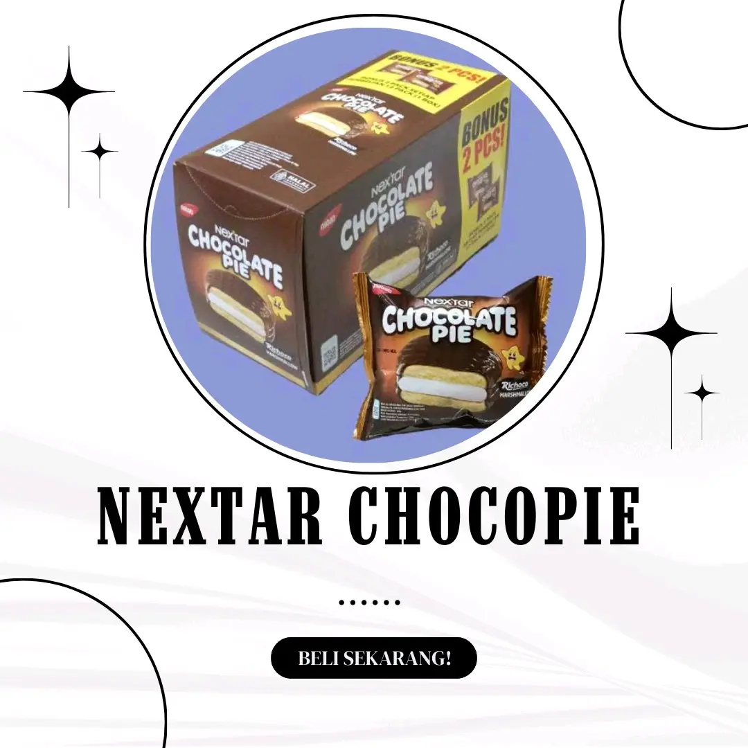 NEXTAR CHOCOPIE COKELAT 28g 1 BOX ISI 14 PCS Biskuit Cookies Camilan Food Manis Snack Vanila Chocolate