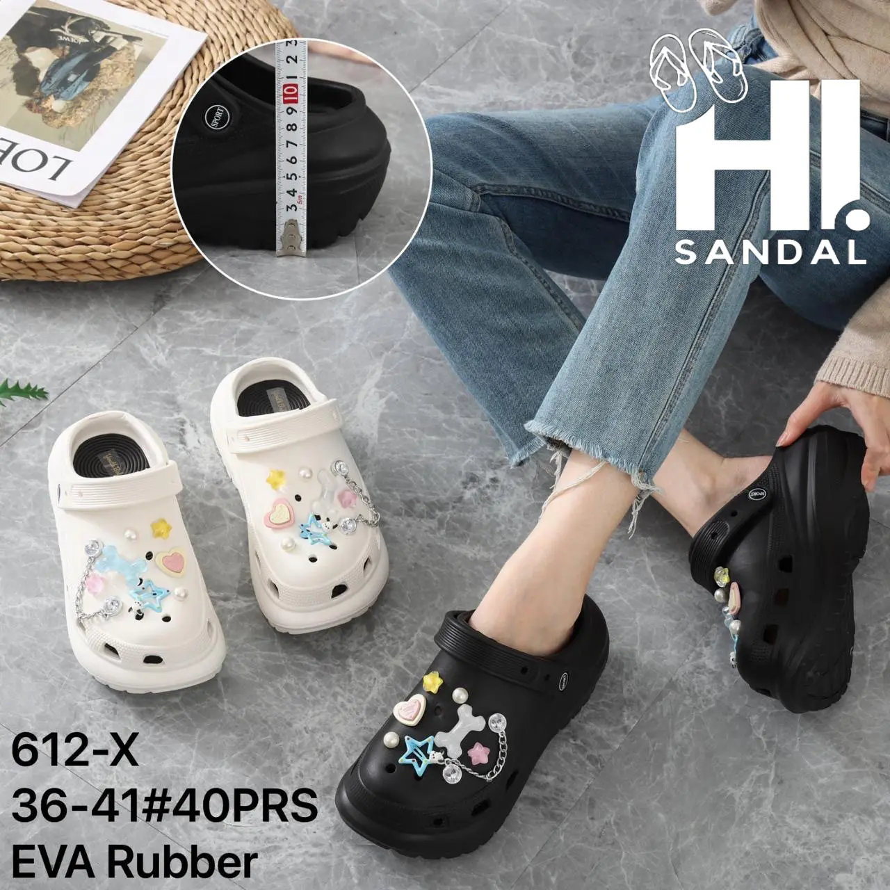 Sandal Baim Kawz Jibbitz / Sandal Wanita Slop / Sandal Kodok Wanita / Sandal Karet Jelly Baim Kawz / Sandal Perempuan Karet / Sandal Wanita Wedges Bangkok / Sandal Eva Rubber / Sandal Bakpao Jelly Wedges / Sandal Kodok /  Sandal Korean Style Wanita Keren