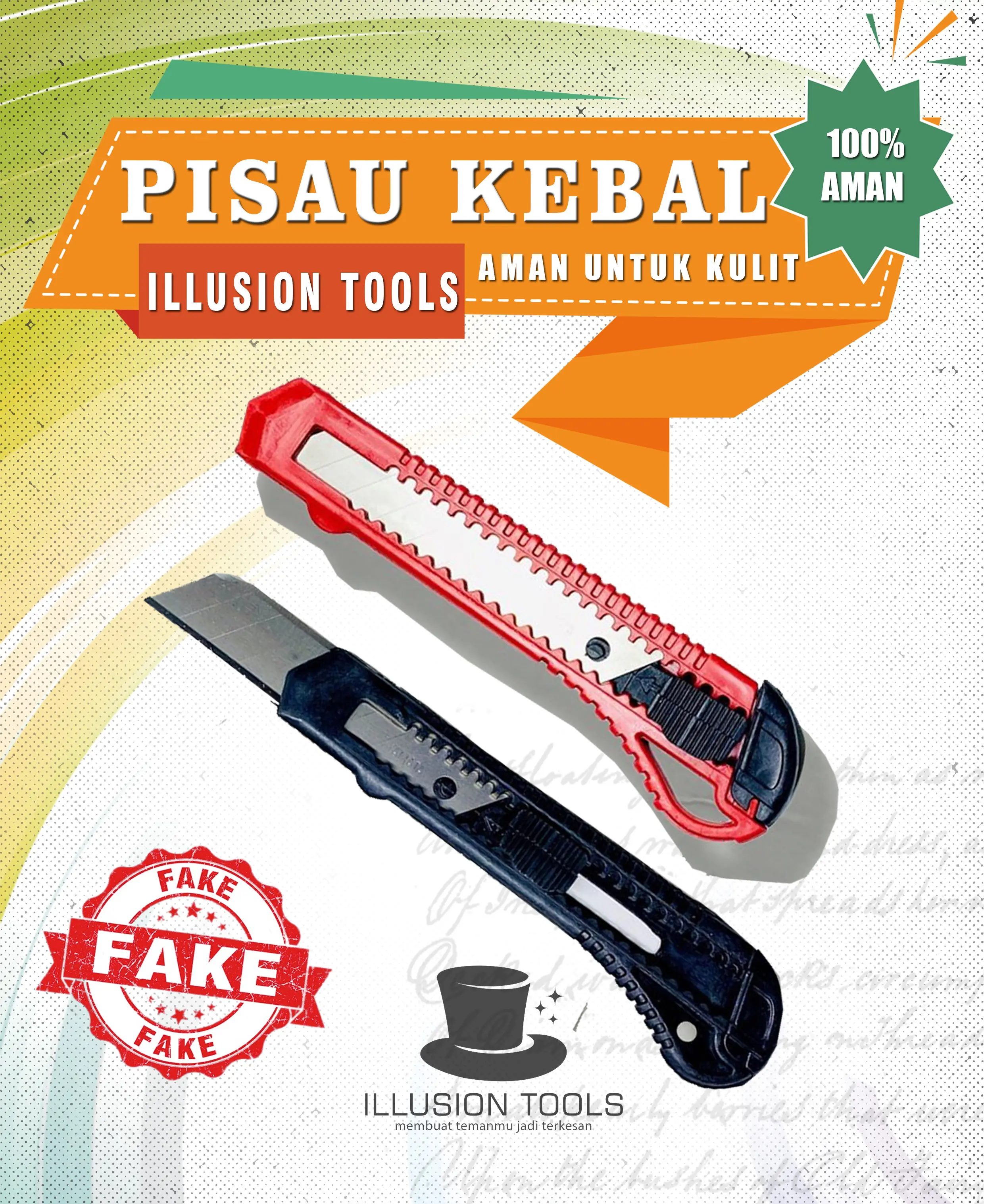 Alat Sulap Pisau Cutter Kebal aman di kulit cocok untuk atraksi dan Games magic worm