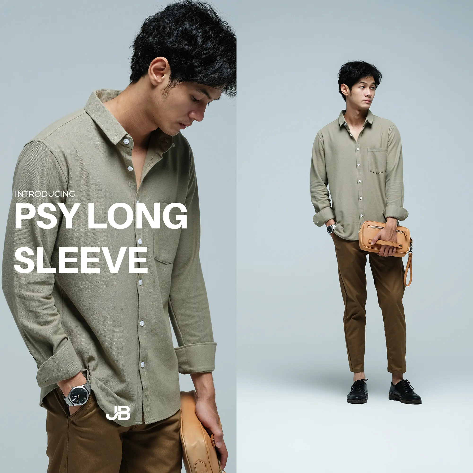Kemeja Panjang Pria JB PSY Long Shirt Olive