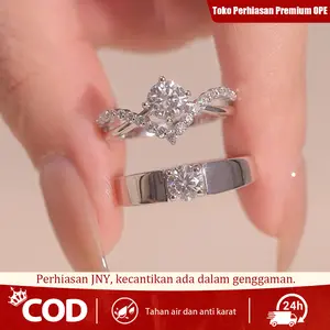 Cincin Pasangan Malaikat S925 Perak Murni – Adjustable, Tahan Air & Karat, Cocok untuk Lamaran, Pernikahan & Anniversary, COD​