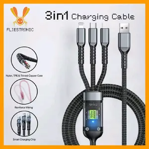 COD FLIESTRONIC Cable Charger 3in1  / Cable Type C, Lightning & USB/ Pengisi Daya Kabel